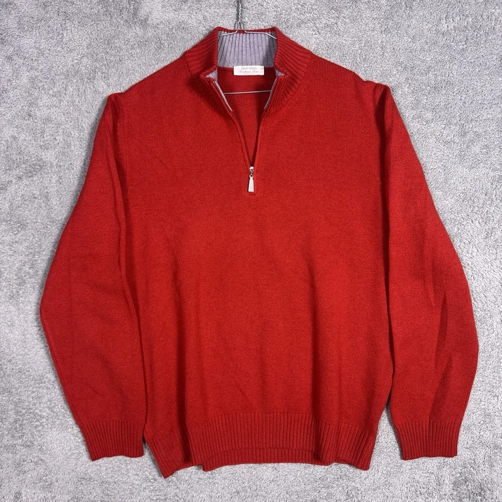 Gran Sasso Sweater Mens XL Wool Cashmere 1/4 Zip Pullover Jumper Italy Knit